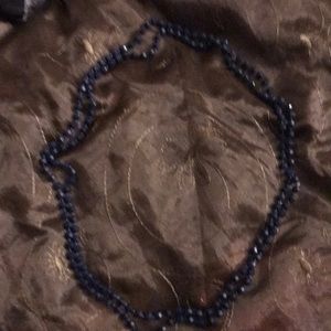 Extra long blue bead necklace